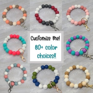 Pulsera de cuentas de silicona personalizada - Llavero - Pulsera con llavero - Minimalista - Joyas con cierre de langosta - Regalo para ella - Día de la Madre
