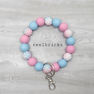 MERMAID Silicone Beaded Wristlet - Bangle Keychain - Key Ring Bracelet - Minimalist Jewelry- Lobster Clasp - Gift for Her - Teacher