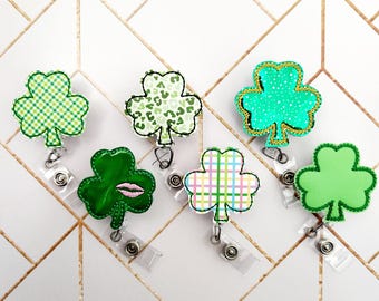 St. Patrick's Day Shamrock Felties - Nurse Badge Reel - INTERCHANGEABLE Nurse Badge Reel Accessory- Xray Tech Retractable Teacher ID Holder