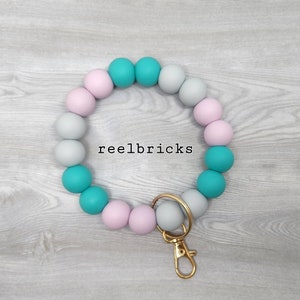 LAIDEN Silicone Beaded Wristlet - Bangle Keychain - Key Ring Bracelet - Minimalist Jewelry- Lobster Clasp - Gift for Her - Teacher
