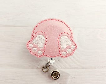 Pink Bunny Butt - Nurse Badge Reel - Easter Feltie- Spring-  - INTERCHANGEABLE - ID Holder- Badge Clip - Xray Tech - Teacher Gift