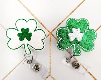 St. Patrick's Day Shamrock Felties - Nurse Badge Reel - INTERCHANGEABLE Nurse Badge Reel Accessory- Xray Tech Retractable Teacher ID Holder