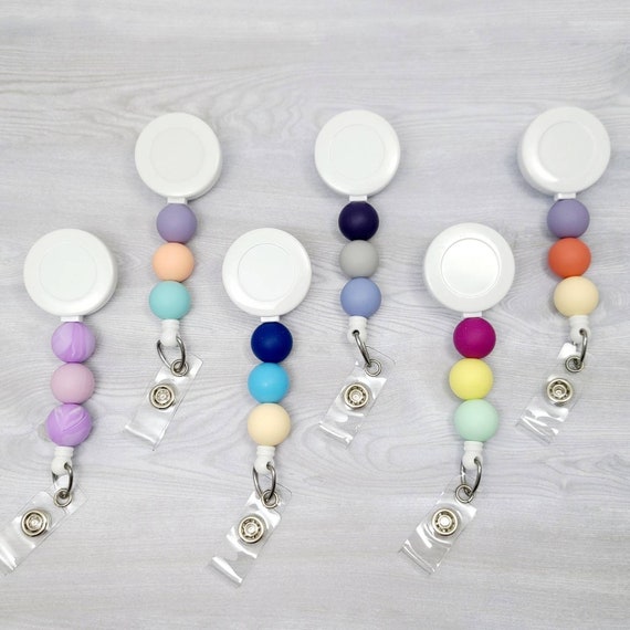 PERSONALIZED Silicone Beaded Badge Reel Decorative Colorful Nurse Badge  Clip Retractable Badge Reel Teacher Doctor Medical Silicone Bead 
