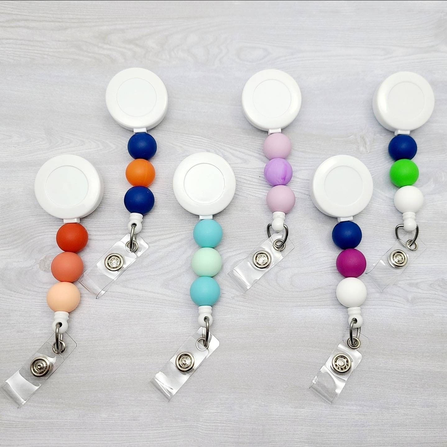 PERSONALIZED Silicone Beaded Badge Reel Decorative Colorful Etsy