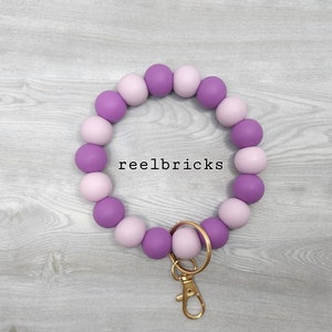 KIM Silicone Beaded Wristlet - Bangle Keychain - Key Ring Bracelet - Minimalist Jewelry- Lobster Clasp - Gift for Her - Teacher