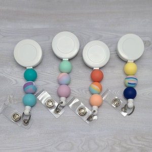 Tie Dye Badge Reel - Decorative Nurse Badge Reel - Silicone Beaded - Interchangeable Retractable Badge Clip - Medical Doctor - Teacher Gift
