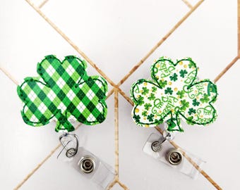 St. Patrick's Day Shamrock Felties - Nurse Badge Reel - INTERCHANGEABLE Nurse Badge Reel Accessory- Xray Tech Retractable Teacher ID Holder