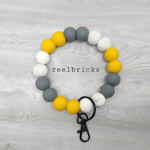 LANEY Silicone Beaded Wristlet - Bangle Keychain - Key Ring Bracelet - Minimalist Jewelry- Lobster Clasp - Gift for Her - Teacher