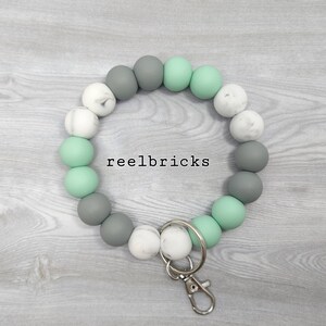 MAKAYLA Silicone Beaded Wristlet - Bangle Keychain - Key Ring Bracelet - Minimalist Jewelry- Lobster Clasp - Gift for Her - Teacher