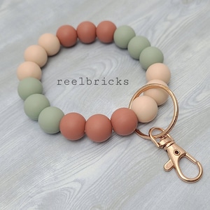 Pulsera con cuentas de silicona - Llavero brazalete - Pulsera de llavero - Minimalista - Cierre de langosta - Regalo para ella - Compañero de trabajo Laurel Blush Borgoña