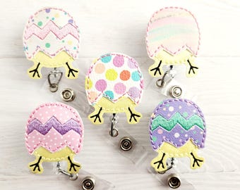 Easter Chick Feltie -  Easter Badge Reel - Egg - Medical - INTERCHANGEABLE Doctor Retractable ID Pediatric Tech Teacher Student Nurse Xray