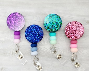 Custom Resin Glitter Beaded Badge Reel, Nurse Badge Reel, INTERCHANGEABLE, Retractable ID Clip - Xray Tech - Gift for Nurse - Radiology