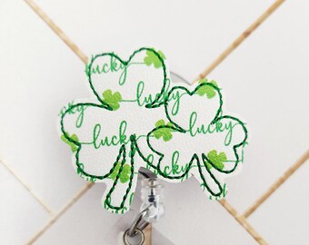 St. Patrick's Day Shamrock Felties - Nurse Badge Reel - INTERCHANGEABLE Nurse Badge Reel Accessory- Xray Tech Retractable Teacher ID Holder
