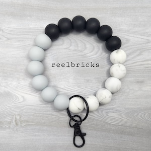 ASHLEY Silicone Beaded Wristlet - Bangle Keychain - Key Ring Bracelet - Minimalist Jewelry- Lobster Clasp - Gift for Her - Teacher