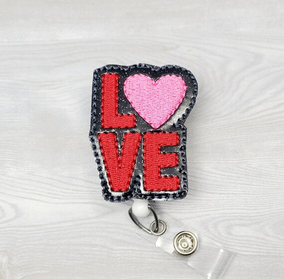 Valentine's Day Retractable Badge Reel - Cute Heart Design, Alligator Clip, For Nurses Teachers Office