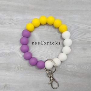 MALLORIE Silicone Beaded Wristlet - Bangle Keychain - Key Ring Bracelet - Minimalist Jewelry- Lobster Clasp - Gift for Her - Teacher