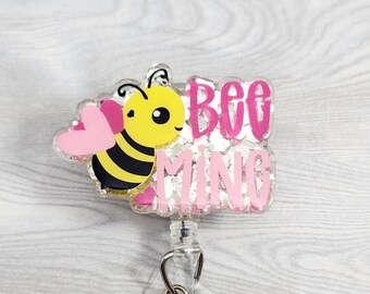Bee Mine Valentine - Nurse Badge Reel - Hospital Nurse - Retractable ID Holder - Valentine's Day - Love  - Xray Tech - Resin Badge Reel -