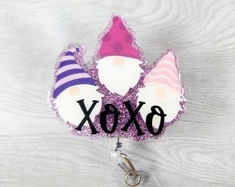 Valentine's Day Gnomes - Nurse Badge Reel - Hospital Nurse - Retractable ID Teacher - Valentine's Day - Love - Xray Tech - Resin Badge Reel