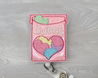 Sweethearts Valentine's Heart Feltie Badge Reel INTERCHANGEABLE Nurse Badge Reel Embellishment Doctor Retractable ID Holder Nurse Badge Clip