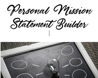 Personal Mission Statement Builder -Digital Download Printable