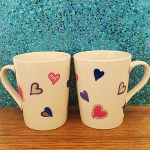 Hearts Mug Set - Hand painted
