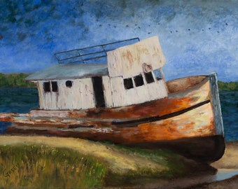 Visserij boot ART PRINT - Pt Reyes schipbreuk