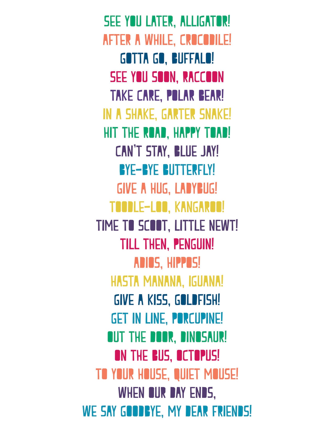 Goodbye Rhyme Print Etsy