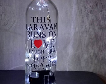 Handcrafted LED Bottle Lamp. Ideal for owners of caravans.