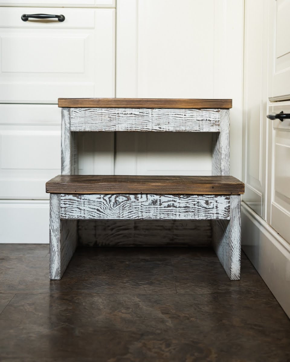 Rustic Farmhouse Kitchen Step Stool/ Kids Step Stool/ Bathroom Etsy