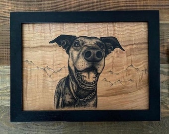 Custom Pet Portrait / Hand Drawn Portrait / Drawing from Photo / Pet Memorial / Wooden Prints