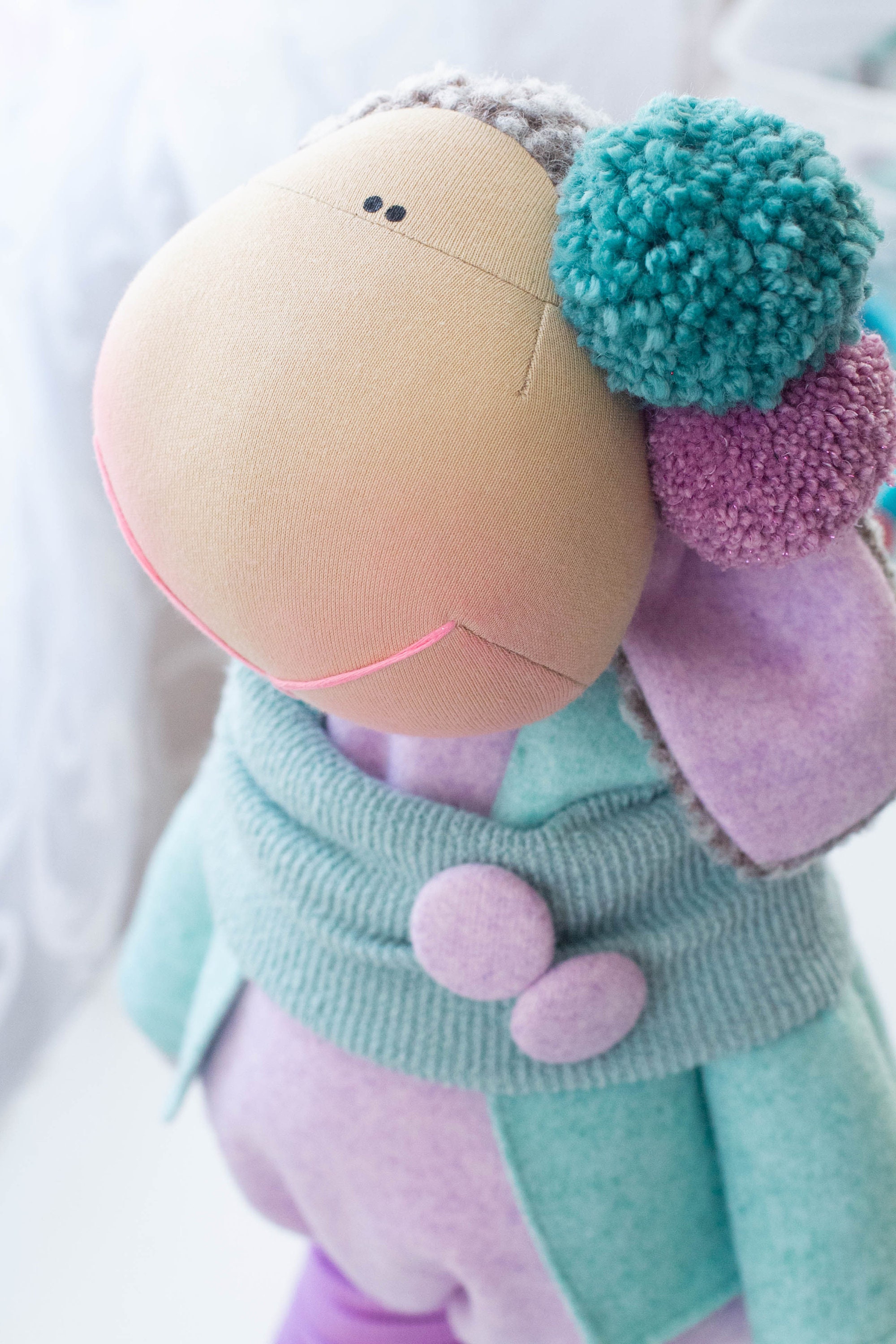 Purple Lamb Toy Soft Lamd Toy Dressed Lamb Toy Stuffed Animal Etsy