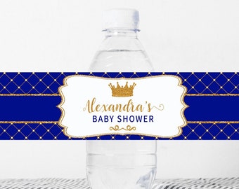 Printable Water Bottle Labels  Baby Shower Royal African Prince