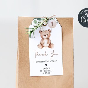 Teddy Bear Birthday Favor Tags