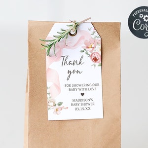 Pink Bow Baby Shower Favor Tags
