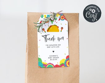 Bearbeitbare Taco Bout A Babyparty Geschenkanhänger, Fiesta Babyparty Geschenkanhänger, Mexikanische Babyparty Neutral Party Dankeschön Tag, Coed Dusche, 0638