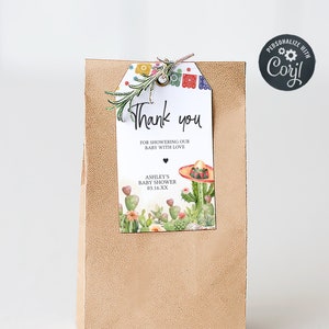 Bewerkbare Taco Bout A Baby Shower Favor Tags, Fiesta Baby Shower Gift Tag, Cactus Mexican Baby Shower bedanktag, Cactus Floral Tags, 0637