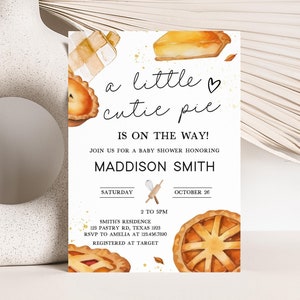 Editable Cutie Pie Baby Shower Invitation, Minimalist Little Cutie Pie Baby Shower Invite, Neutral Autumn Fall Baby Shower Invitation, 0962