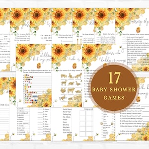 Honey Bee Baby Shower Games Bundle, Bee Baby Shower Activities, Gender Neutral Bee Themed Shower Games Pack, Printable Instant Download 0161