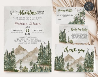 Ensemble d'invitations modifiable « Laissez l'aventure commencer »