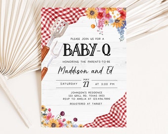 Editable BBQ Baby Shower Invitation Baby-Q Baby Shower Invite Backyard Baby Shower Gender Neutral Coed BBQ Invites Printable Template 0276