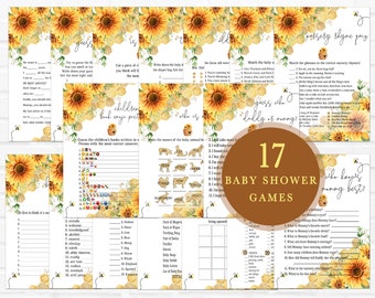 Honey Bee Baby Shower Games Bundle, Bee Baby Shower Activities, Gender Neutral Bee Themed Shower Games Pack, Printable Instant Download 0161