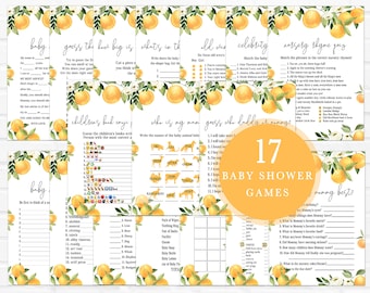 A Little Cutie is on the Way Clementine Orange Baby Shower Game Bundle, Editable Gender Neutral Baby Shower Game Package, Printable 0172