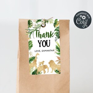 Editable Safari Favor Tags, Jungle Safari Thank you Tags, Printable Party Tag, Safari Animal Zoo Baby Shower Gift Tag, 1st Birthday Tag 117