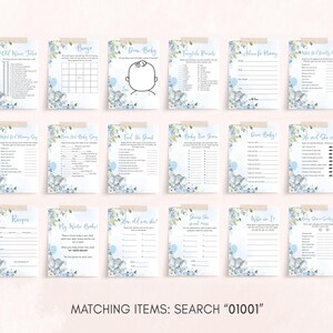 Blue Elephant Baby Shower Games Pack
