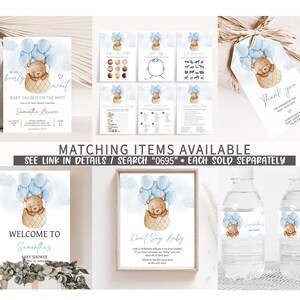 Editable Bear Hot Air Balloon Baby Shower Games Bundle, We Can Bearly Wait Baby Shower Game Pack, Boy Boho Bear Baby Shower Games, 0695 image 2