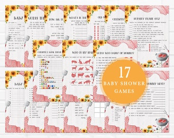 BBQ Baby Shower Games Bundle, BabyQ Baby Shower Game Pack, Backyard Barbeque Baby Shower Activities, Baby-Q Picnic Printable Template 0199