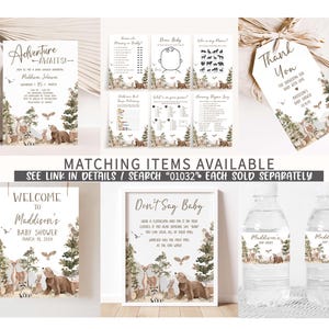 matching items available for a woodland baby shower