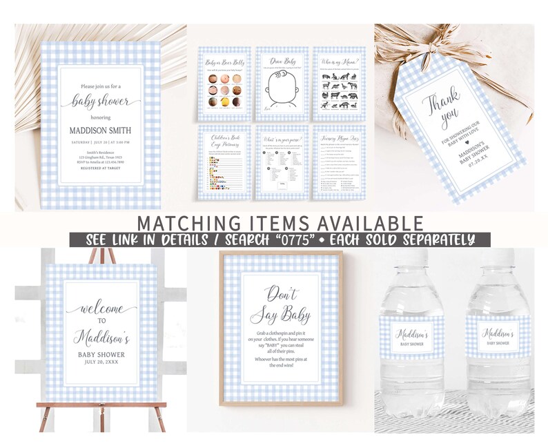 Blue Classic Gingham Theme for Baby Shower