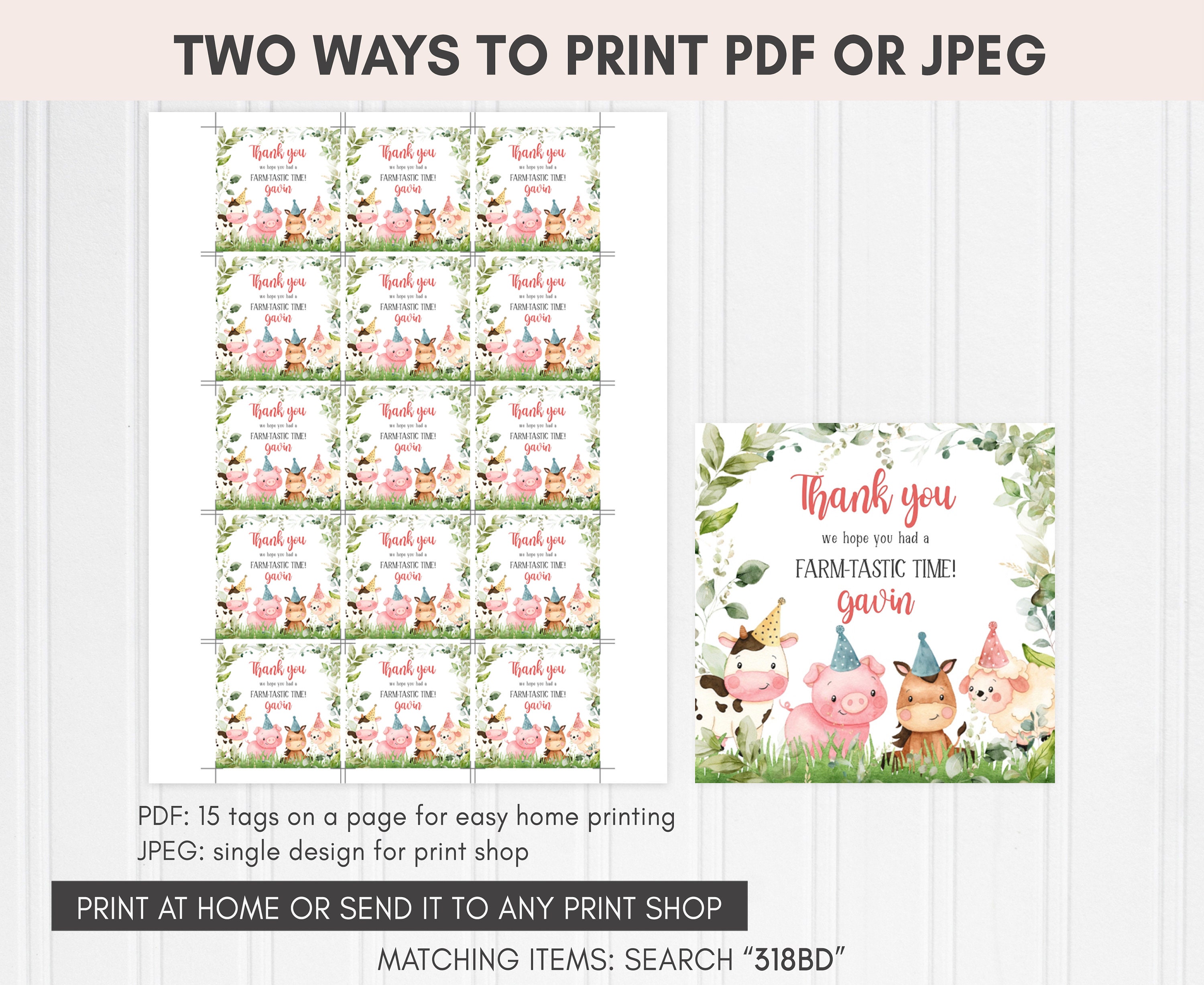 Editable Farm Birthday Favor Tags, Boy Red Barnyard Birthday Gift Tags ...