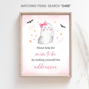 Envelope Station Sign Pink A Little Boo Baby Shower, Girl Ghost Halloween Baby Shower Addressee Sign, Girl Halloween Baby Shower Sign, 0488